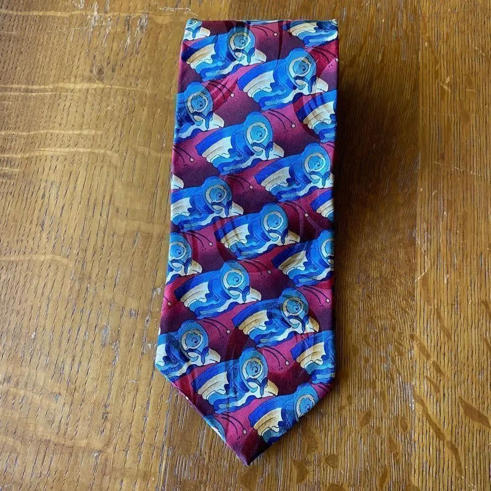 J. Garcia Collectors Edition Burgundy, Blue & Tan Silk Necktie